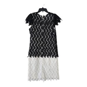 BMJ Studio Women’s Lacey Black& Ivory Embroidered Dress sz 12 Wedding